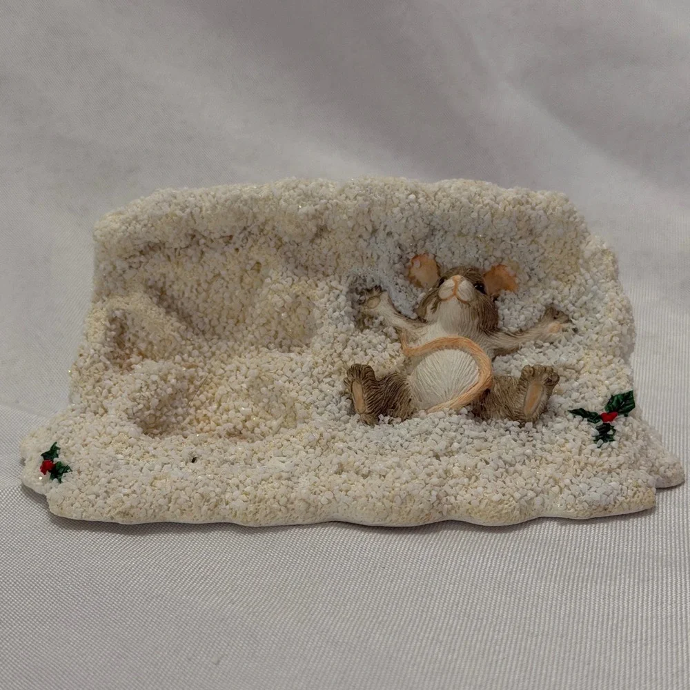 Vintage Silvestri Mouse Snow Figurine Christmas Winter Cottagecore Holiday Decor